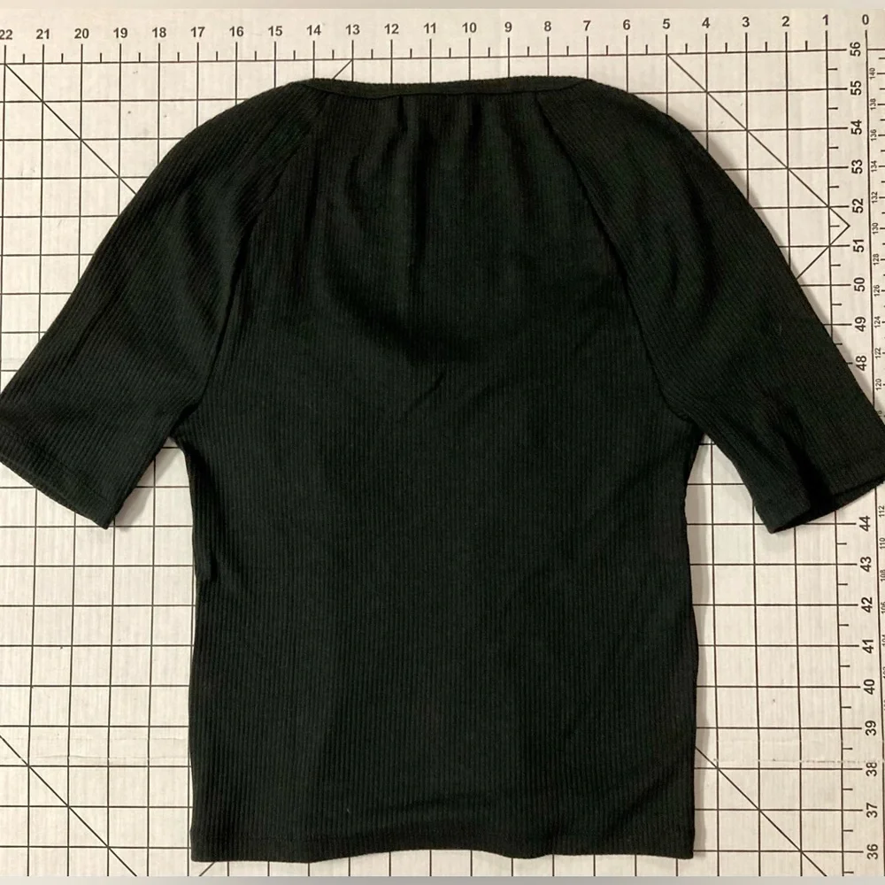 J. Crew Women’s‎ XS Black Ribbed 3/4 Length Sleeve Blouse